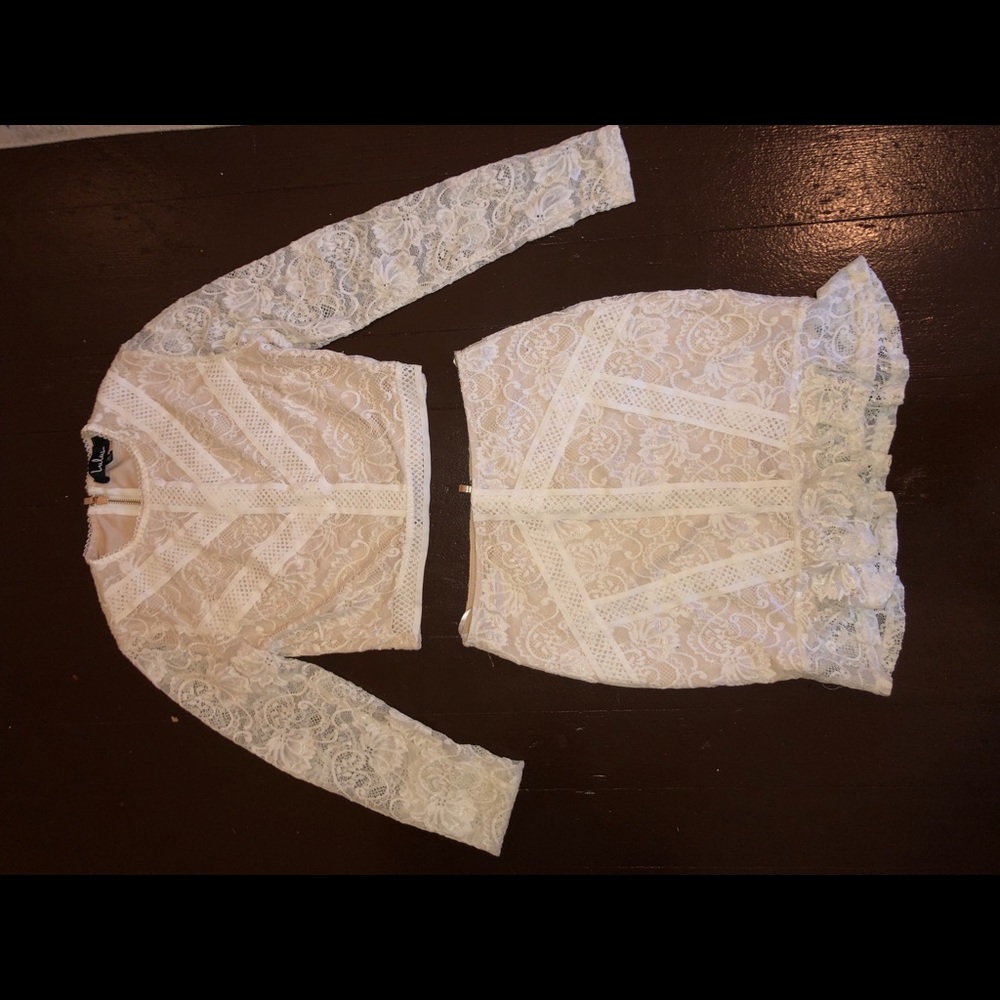 White Lace Two-Piece Dress